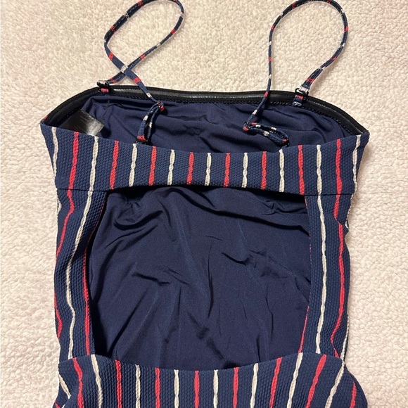 Onia Estelle Convertible One-Piece Swimsuit Blue Stripe Strapless - Picture 9 of 13